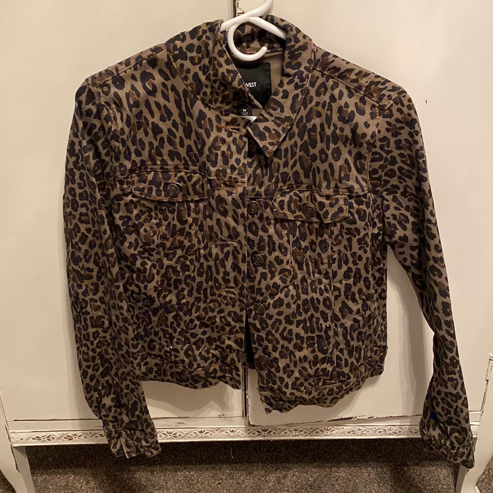 Nine West Cheetah Jean Jacket size M